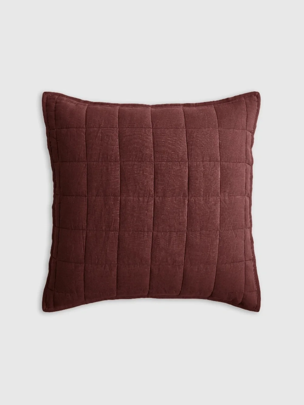 New Quince European Linen Box Quilted Euro Sham Burgundy